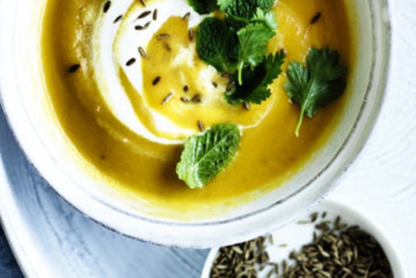 Carrot soup with corainder yoghurt