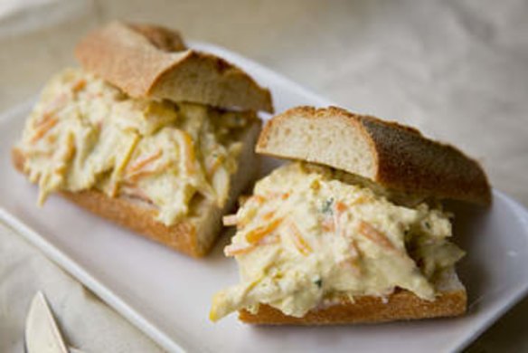 Chicken escabeche baguette.