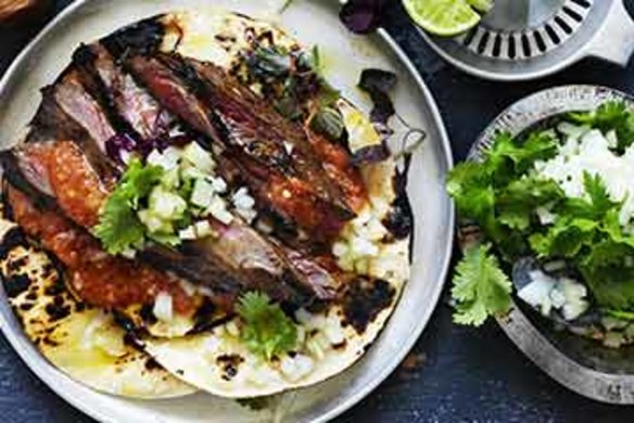 Carne asada beef tacos.