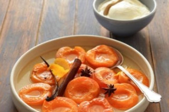 Poached apricots with orange blossom water