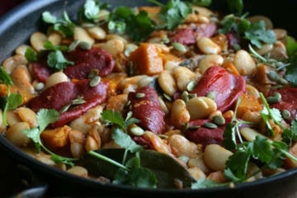 Chilean lima bean and pumpkin stew.