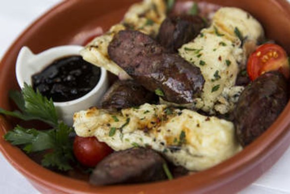 Greek classic: Haloumi with lamb sausage.
