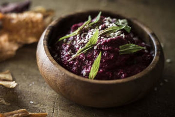 Raw beetroot dip.