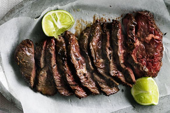 Grilled skirt steak for tacos