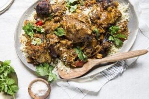 Braised chicken with ras el hanout and dates looks impressive but is simple to prepare.