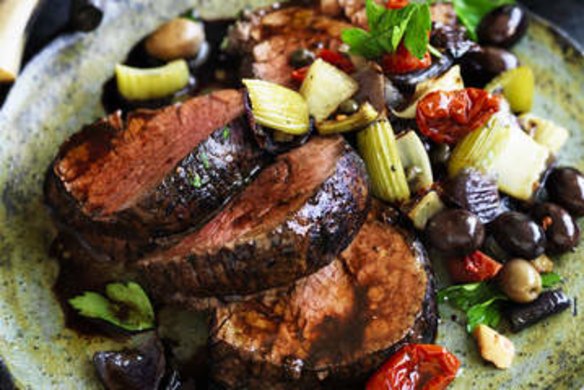 cr: William Meppem recipe - Beef with fennel caponata