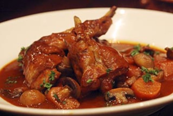 Recommended dish ... rabbit stew (lapin chasseur).