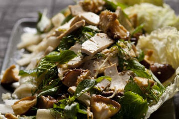 Chinese cabbage, shiitake and tofu salad.