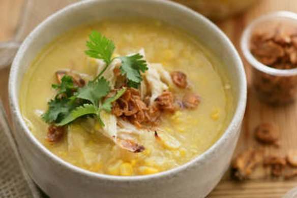 Chicken and sweetcorn soup.