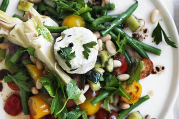 Neil Perry's salad of cannellini beans, zucchini and goat's cheese.