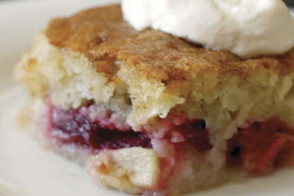 Rhubarb sponge pudding.