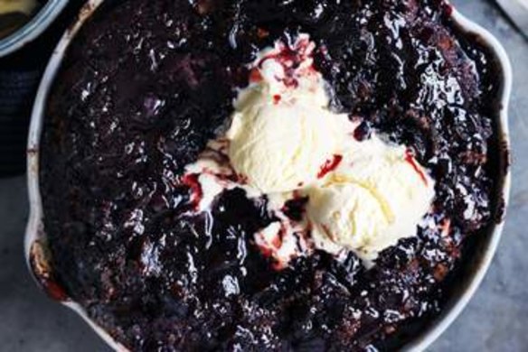 Dan Lepard's cherry hazelnut upside-down pudding.