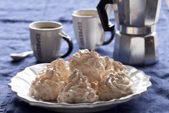 Gluten-free lemon-coconut macaroons. Jill Dupleix BAKING DAY recipes for Epicure and Good Living. Phtographed by Marina Oliphant. Food preparation and styling by Caroline Velik. Photographed July 2, 2012. The Age Newspaper and The Sydney Morning Herald.