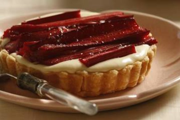 Rhubarb and lavender cream tart.