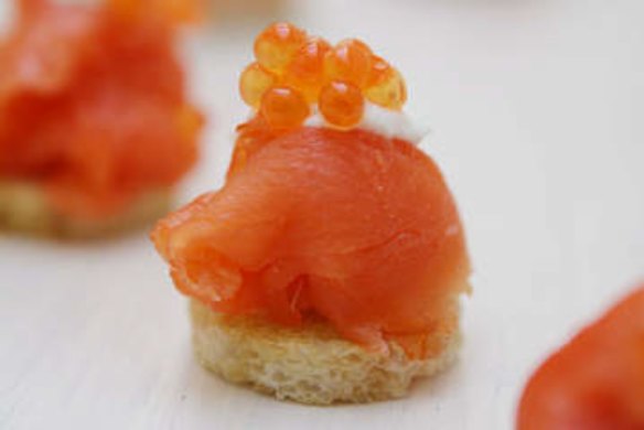 Simple smoked salmon canapes.