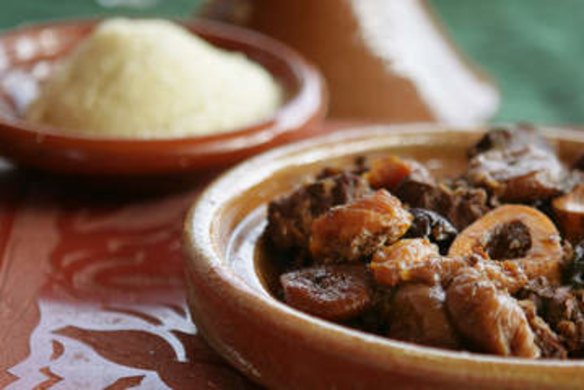 Beef tagine with dried fruits.