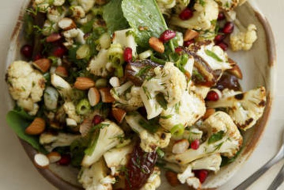 Roast cauliflower salad with dates.