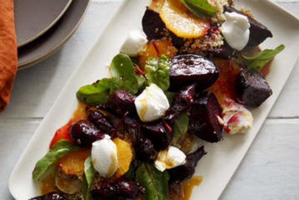 Roasted beetroot, orange and quinoa salad.