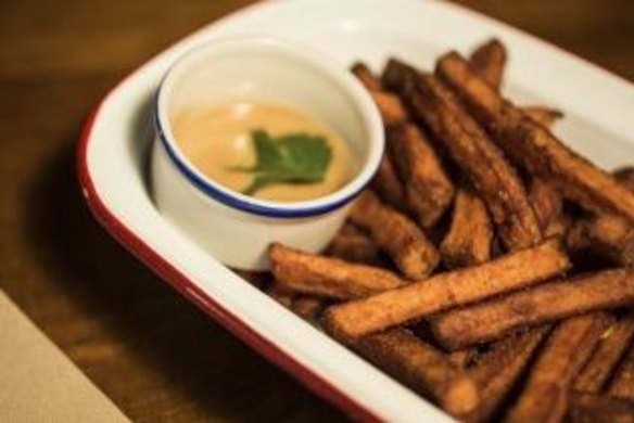 A plate of sweet potato chips.