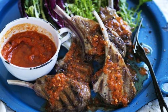 A saucy duo: Grilled lamb with romesco sauce.