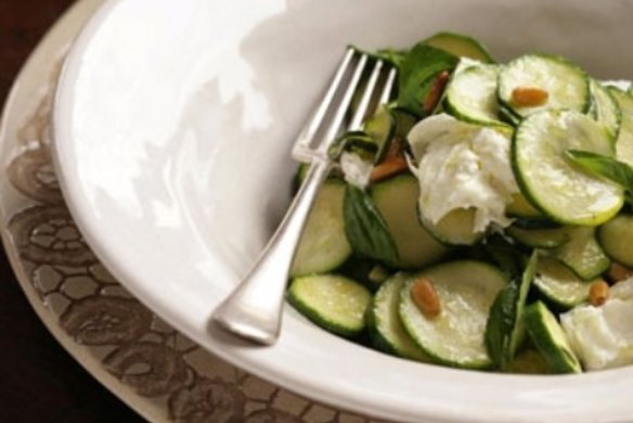 Zucchini, basil and mozzarella salad