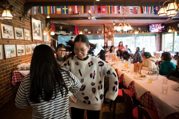 Diners dancing inside the Cuckoo Restaurant.