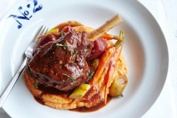 Michelle Bridges food. Lamb shanks with sweet potato cinnamon mash. SHD SUNDAY LIFE Picture by VANESSA LEVIS  SLIFE120603