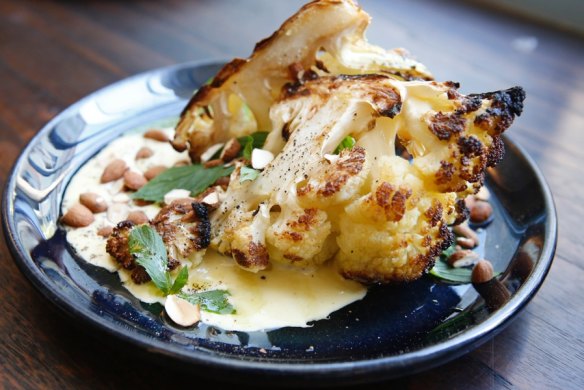 Ester's popular roasted cauliflower with almond sauce and mint.