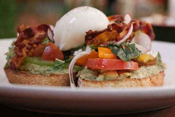 Avocado on toast with heirloom tomatoes at Denis the Menace.