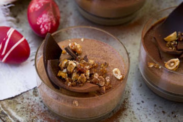 Chocolate gianduja mousse with hazelnut praline.