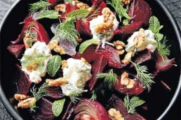 Slow-roasted beetroot with feta yoghurt