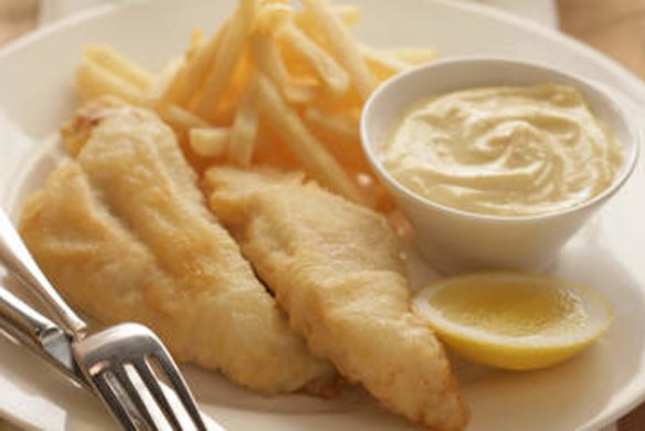 Flathead fillets with tempura batter.