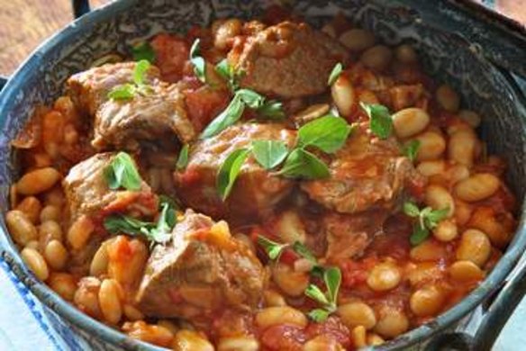 Lamb, white bean and marjoram casserole.