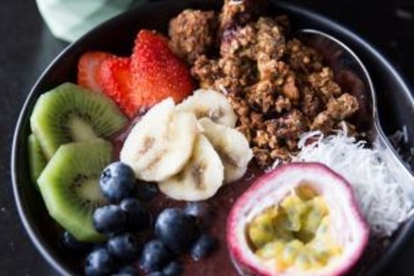 An acai bowl with granola.