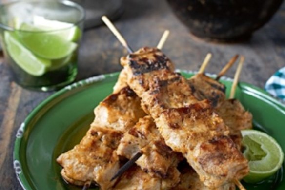 Red curry pork skewers