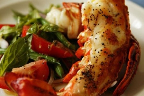 Lobster tail salad with truffle oil