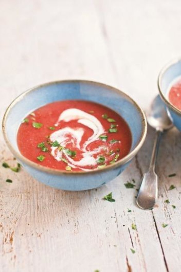 Beetroot and celeriac soup, from <i>Gennaro: Slow Cook Italian</i>.