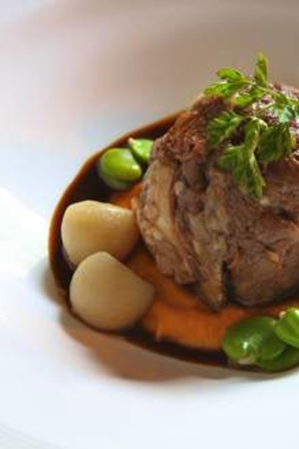 Go-to dish ... braised lamb shoulder with carrot puree and fava beans.