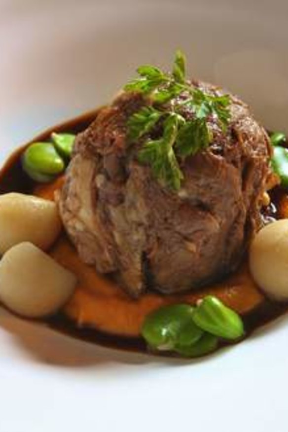 Go-to dish ... braised lamb shoulder with carrot puree and fava beans.