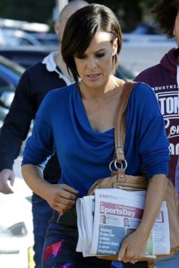 Natarsha Belling appeared upset as she left the show's Manly studios yesterday.