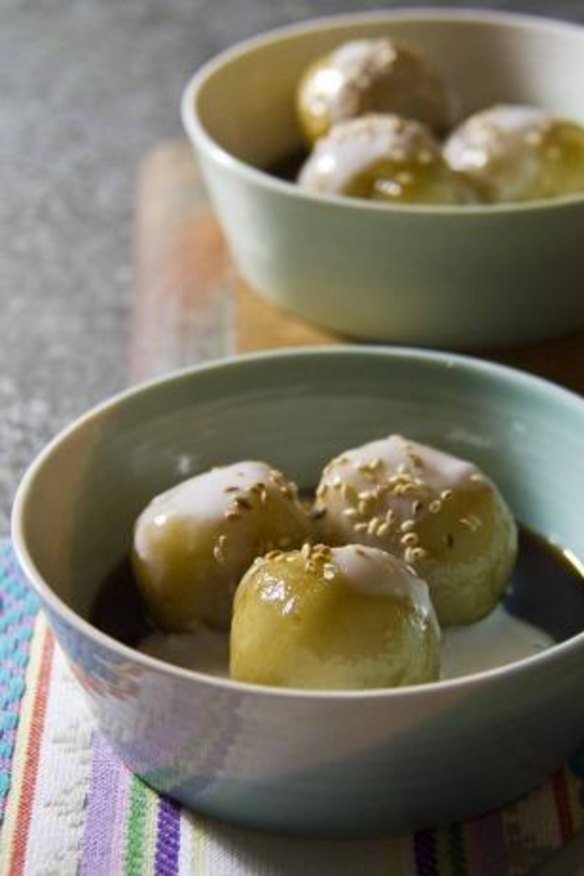 Get the ball rolling: Sticky rice balls in ginger syrup.