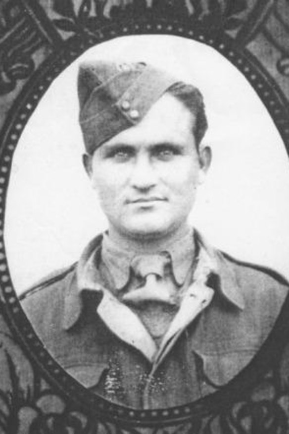 War hero: George Poulos as a Greek soldier.