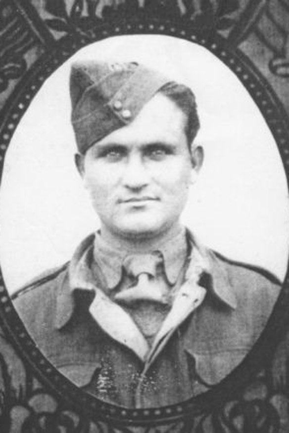 War hero: George Poulos as a Greek soldier.