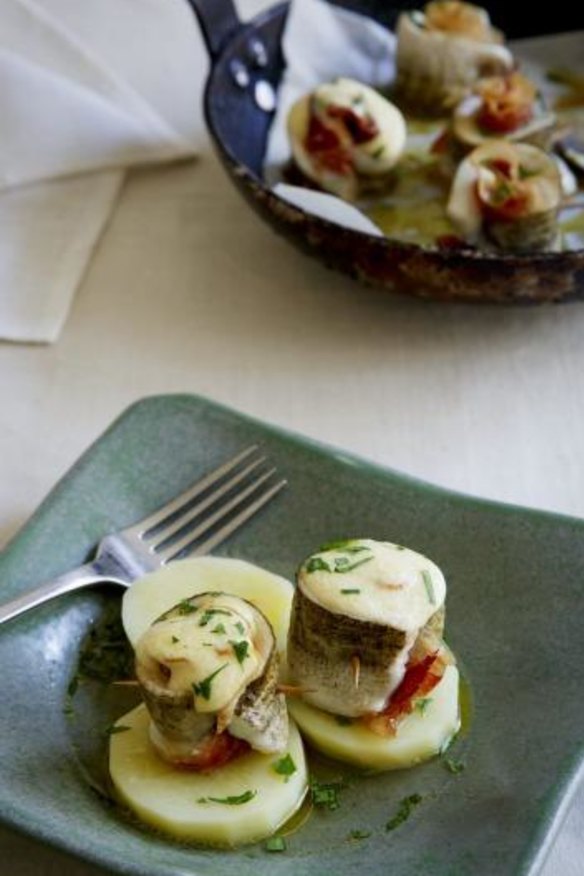 Great partners: Baked whiting with jamon and garlic mayonnaise.