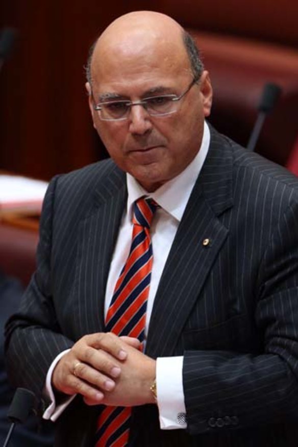 "Watch this space. I will be vindicated": Assistant Treasurer Senator Arthur Sinodinos during Senate question time on Tuesday.