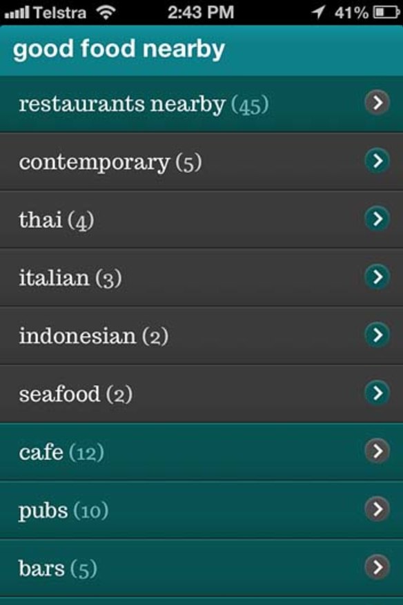 The geolocation feature makes it easy to find restaurants nearby.  All the listings are places reviewed by our team of critics.