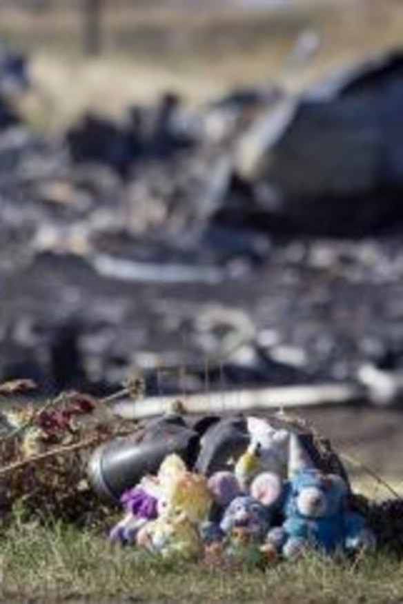 Toys placed in front of the crash site on October 15.