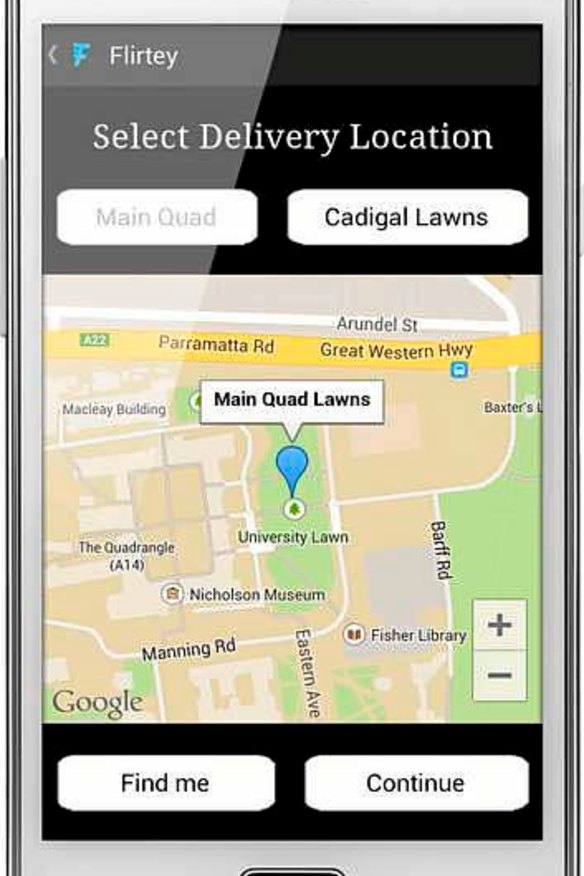 The app for the Flirtey drone service is seen in this screenshot.