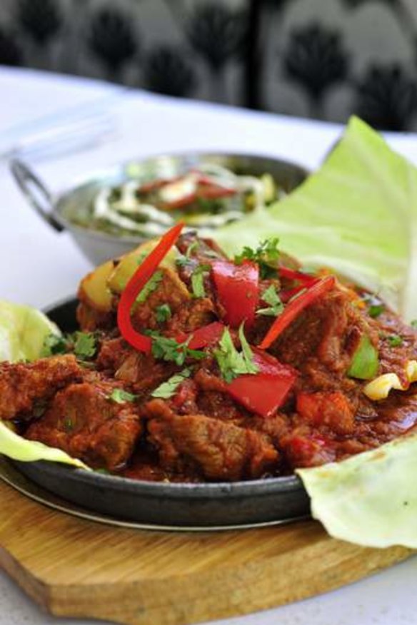 Sizzling ... Tawa lamb, with capsicum, onion and lots of Indian trade spices.