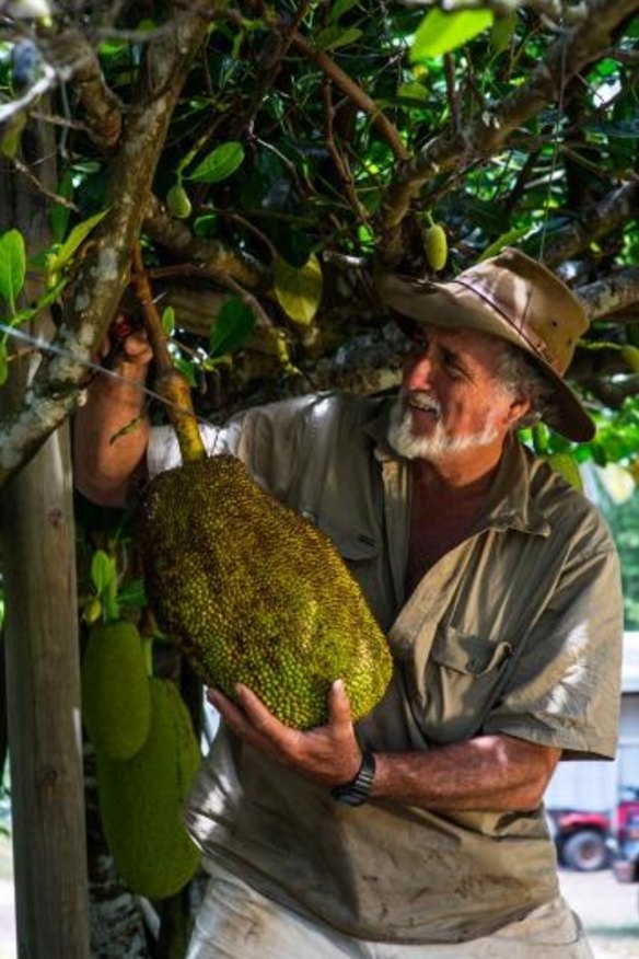 Peter Salleras with some of his tropical fruit. 